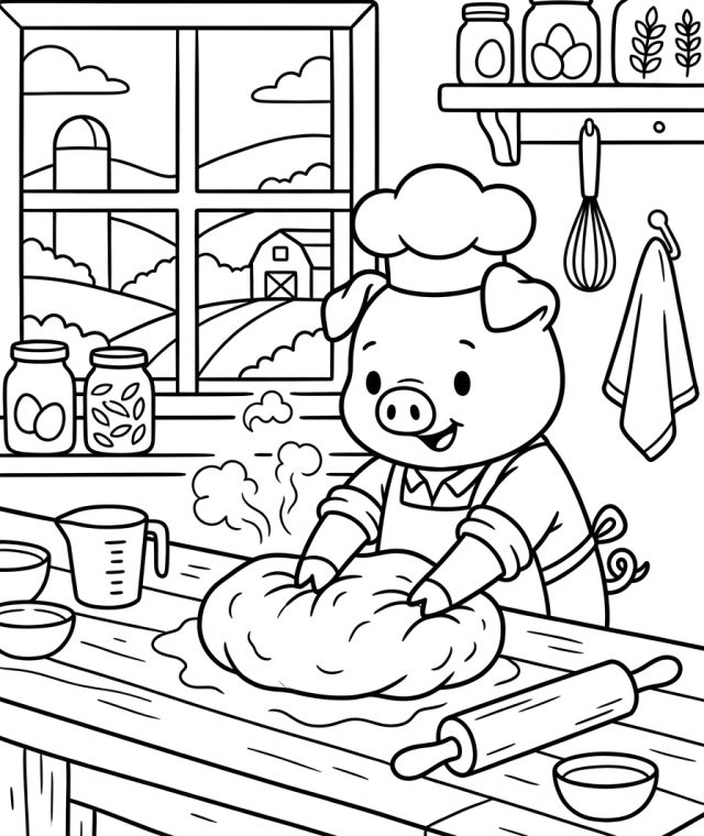 Animal Kneading Dough On Countertop 202609041907 Coloring Page free printable