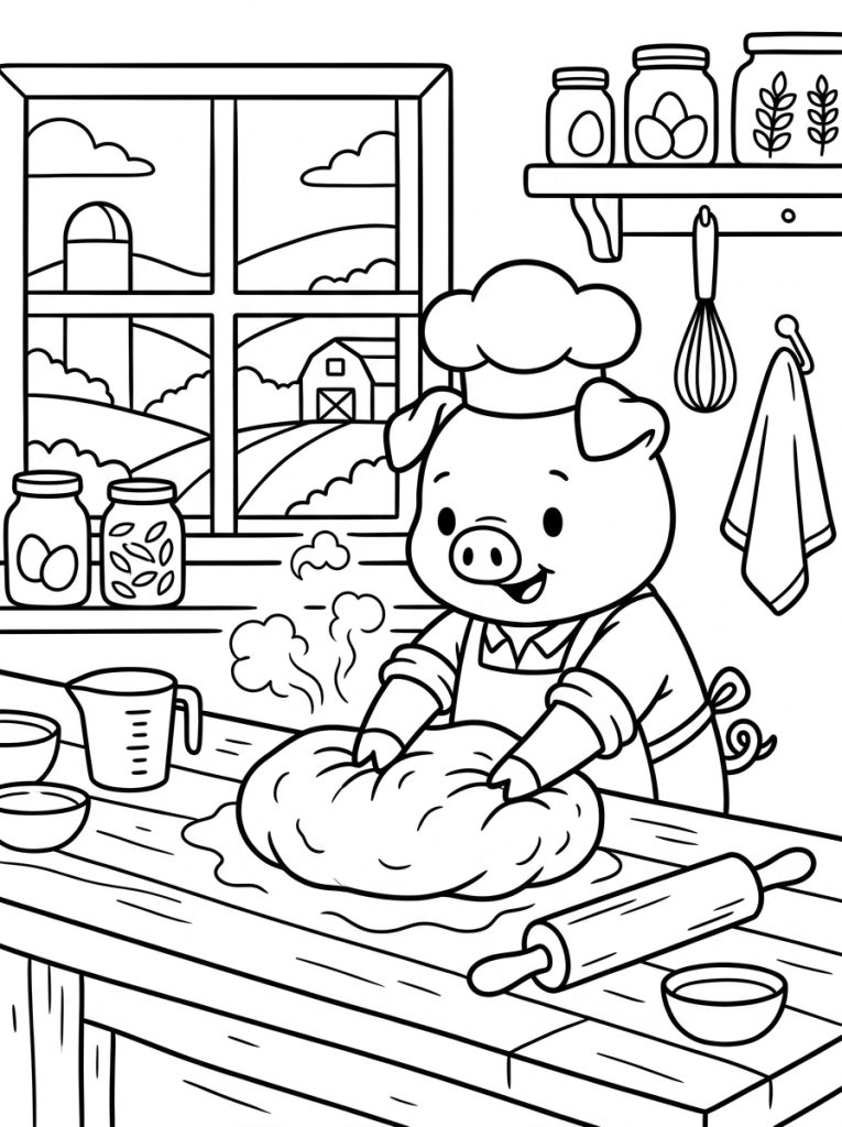 Animal Kneading Dough On Countertop 202609041907 Coloring Page free printable