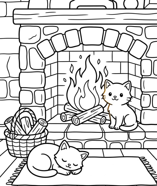 Coloring Book Scene With Kittens 202609041938 Coloring Page free printable