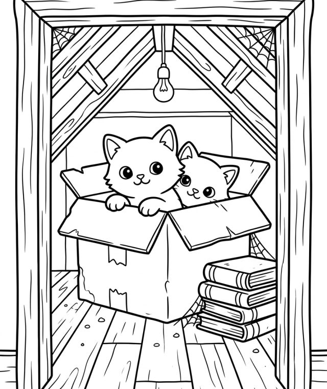 Kitten Peeking From Cardboard Box 202609041938 Coloring Page free printable