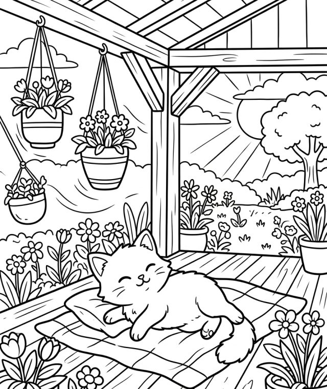 Kitten Resting On Porch Blanket 202609041938 Coloring Page free printable
